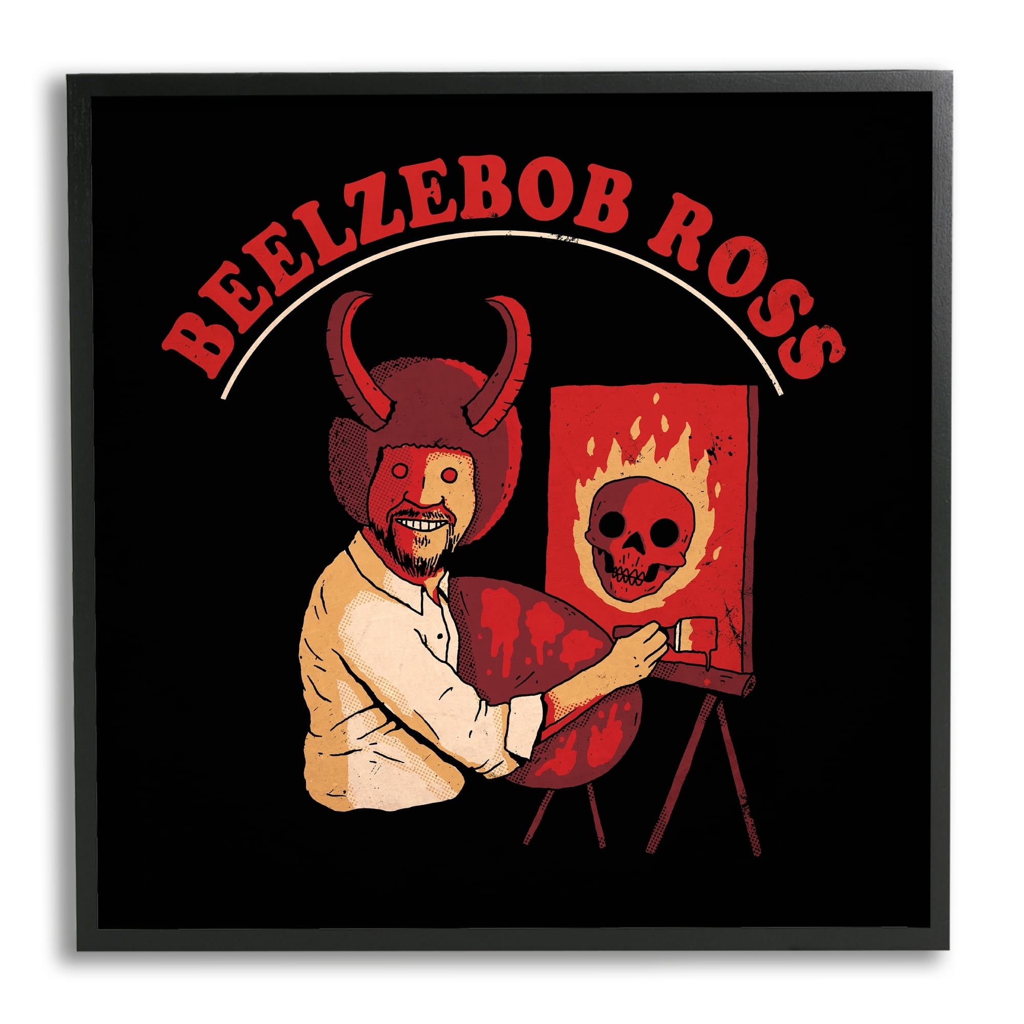 Stupell Industries Beelzebob Ross Text Funny Spooky Painting Easel Framed Wall Art, 12 x 12, Design by Michael Buxton