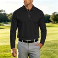 thumbnail image 2 of Yungyresw Polo Shirts for Men Solid Color Loose Fit TShirts Breathable Fabric Long Sleeve Polo for Spring Wear, 2 of 6