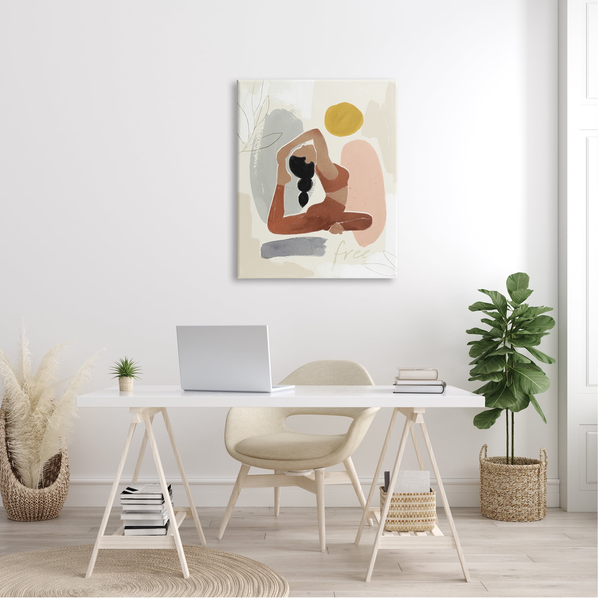 Stupell Industries Free Text Modern Botanical Pattern Yoga Exercise Global Painting Gallery-Wrapped Canvas Print Wall Art, 30 x 40, Design by Victoria Barnes