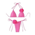 thumbnail image 1 of Traje de Baño de Mujer Rosa Bikini Traje de Baño de Dos Piezas con Correa de Espagueti, Ropa de Playa de Cintura Alta, 1 of 4