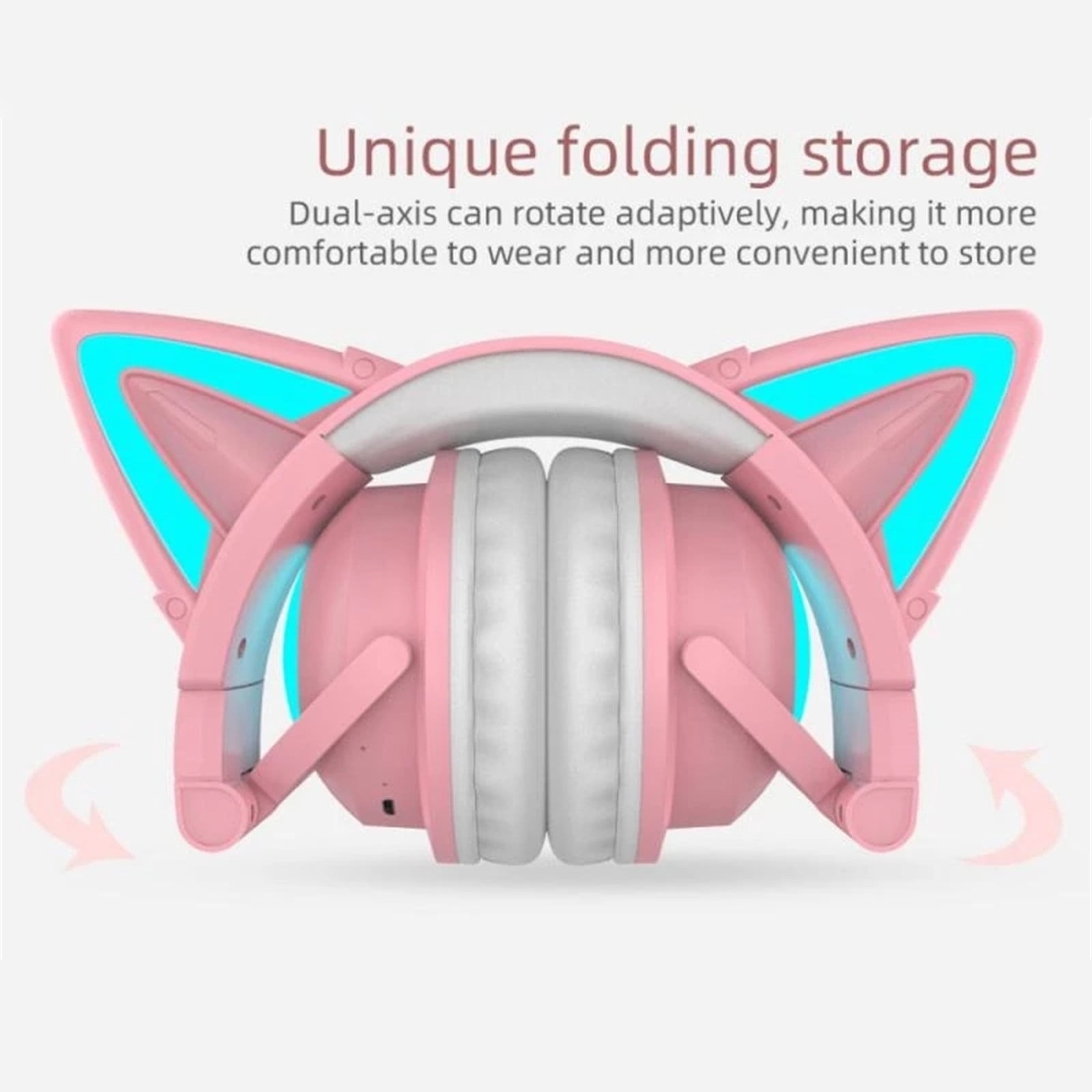 Cat Ear Headphone, Stereo Cute Gaming Bluetooth Headphones,Over Ear Cat Adjustable Foldable Music Headset,12-Hour Playtime,for Adult Kids Game Music