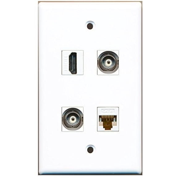 RiteAV - 1 Port HDMI 2 Port BNC 1 Port Cat6 Ethernet White Wall Plate