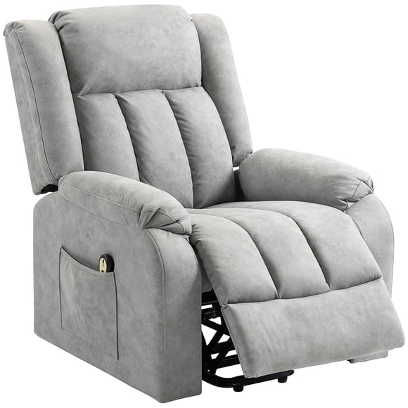 Light Grey Microfiber Lift Recliner Chair – Power Electric Recliner for Seniors, Living Room & Bedroom Comfort, 36.6" x 34.3" Size