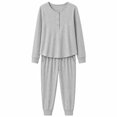 thumbnail image 1 of Set Pijama Simply Basic para Mujer, Manga Larga Gris Talla CH 2 piezas, 1 of 4