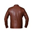 thumbnail image 2 of Brown Leather Cafe Racer Jacket With Panel Stitching Mens Brown Leather Motorcycle Jacket Brown Leather Jacket Biker Brown Motorcycle Jacket size 5XL, 2 of 5
