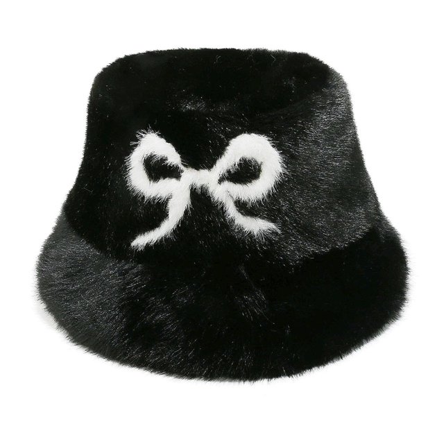 Sombreros de invierno cálidos con lazo de visón sintético, sombrero de pescador para mujer.