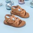 thumbnail image 6 of kpoplk Girls Strap Sandals Open Toe Outdoor Flats with Hook and Loop Kid Summer Shoes for Girls(Khaki,3.5), 6 of 7
