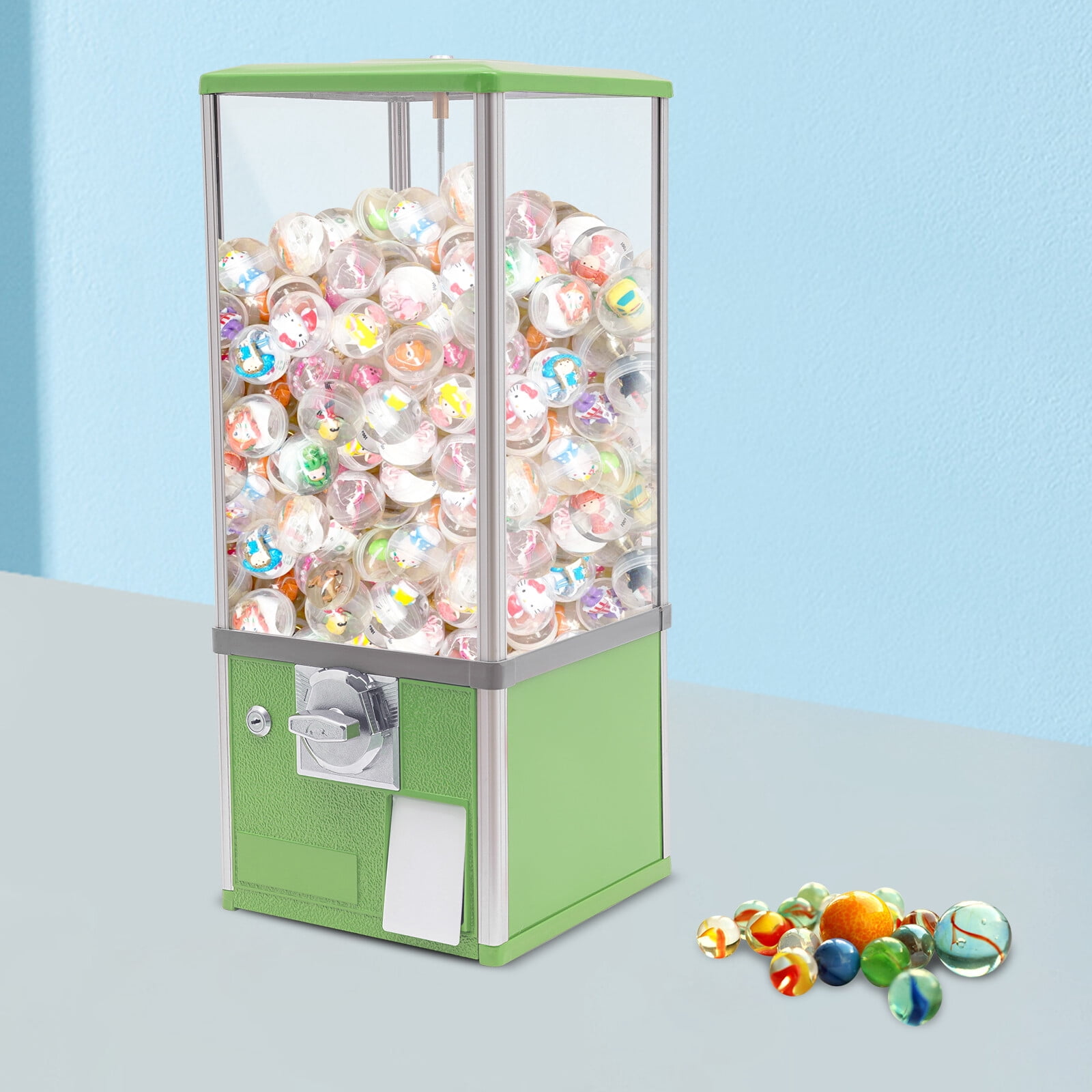 25 Inch Toy Vending Machine 25 Cent Coin Operated Metal Candy Vending Machine for Game Rooms, Amusement Parks, Retail Stores (Light Green)