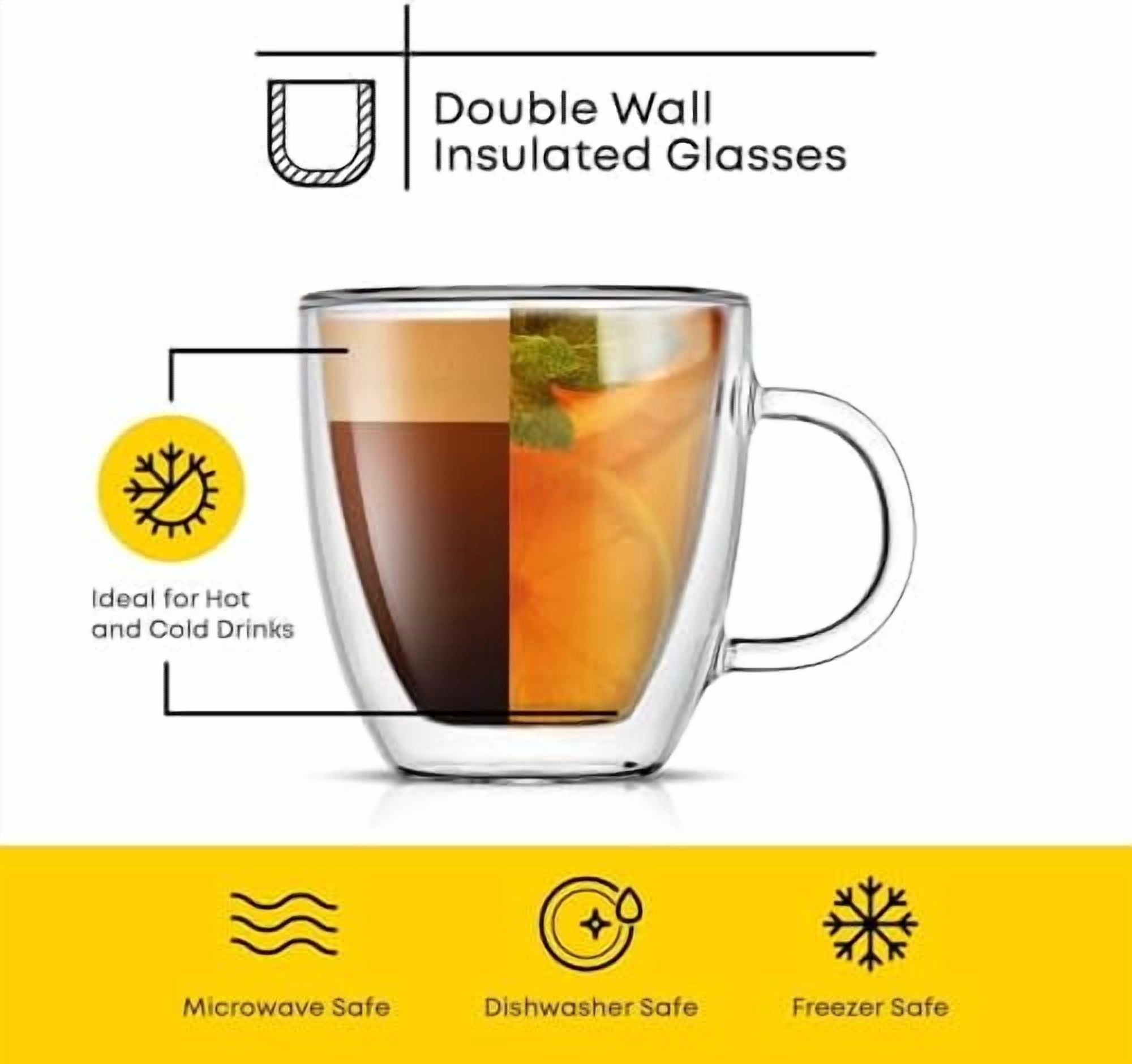 Double Wall Insulated Glasses Espresso Mugs (Set of 2) - 5.4-Ounces