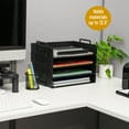 thumbnail image 2 of Mind Reader Stackable Paper Tray, Desktop Organizer, File Storage, Office, Plastic, 13.75"L x 10"W x 10.75"H, 4 Pcs., Black, 2 of 7