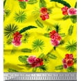 thumbnail image 1 of Soimoi Silk Fabric Floral & Leaves Tropical Print Fabric by The Yard 42 Inch Wide, 1 of 2