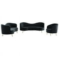 thumbnail image 2 of Wallace 3-piece Modern Velvet Living Room Set in Black, 2 of 2