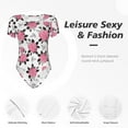 thumbnail image 6 of The Xecao Rose Flowers Women's Crew Neck Body Suit, a short-sleeved bodysuit and basic swimsuit, both comfort and style for dating and daily life, 6 of 9