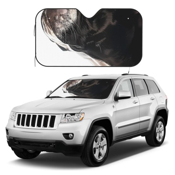 Kdxio Black And White Boston Terrier Print Windshield Sun Shade, Foldable Sun Blocker for Car,Truck,SUV Automotive Interior Sun Protection,Reflective Shade for Front Windshield(Small)
