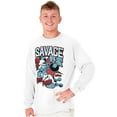 thumbnail image 5 of The Smurfs Kanji Keep Pushin Savage Men's Long Sleeve Tee T Shirt Brisco Brands X, 5 of 6