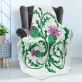 thumbnail image 4 of Thistle Soft Flannel Fleece Throw Blanket, Celtic Style Ornament of Thistle Branches and Flowers Motif on White Background, Cozy Plush for Indoor and Outdoor Use, 50" x 60", Multicolor, by Ambesonne, 4 of 5