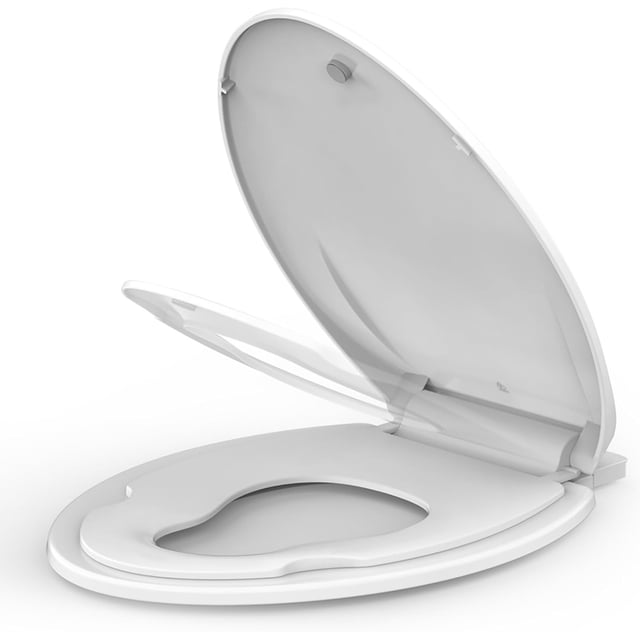Potty training seat: built - in elongated toilet seat (19 pulgada), 2 - in - 1 con baby seat, soft - close, quiet, magnetic absorption, easy installation para bottom - fixing toilet