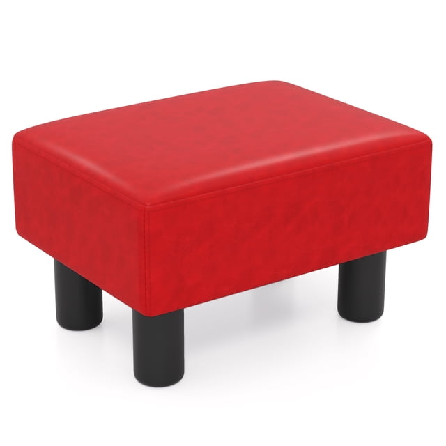 Gymax Modern Foot Stool w/ Storage Compact Ottoman w/Hidden Storage Space Red