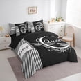 thumbnail image 3 of Homewish King and Queen Twin Bedding Sets 7-Piece for Teen, Cartoon Dragonfly Bedding Comforter Set, Black White Stripes Lines Reversible Sheet Sets, Lightweight Room Decor, 3 of 7