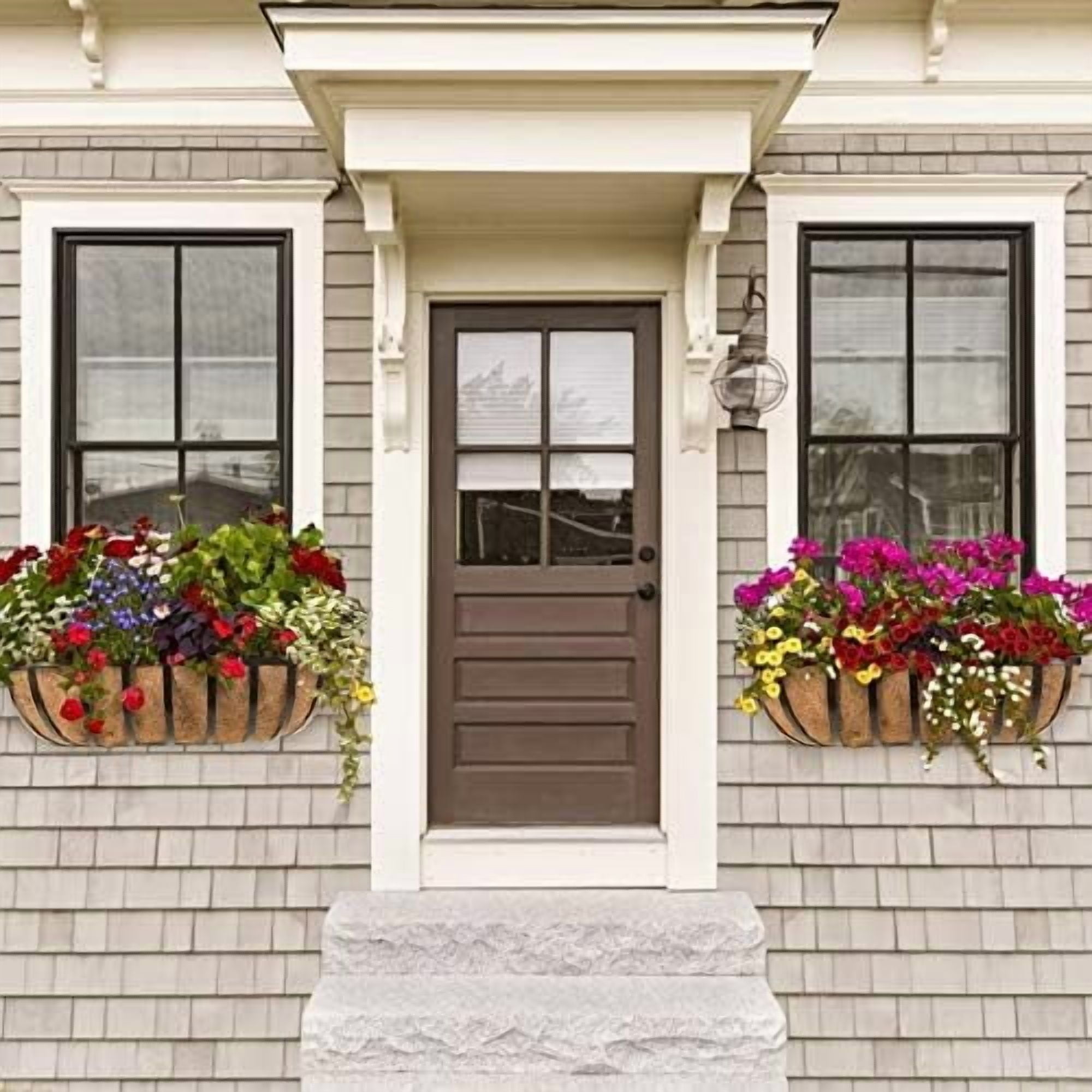 Railing Planter Window Box Deck Balcony Rail Planter 24 Inch for Porch Fence Patio Outdoor 4 Pack
