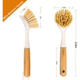 thumbnail image 2 of Juego de 2 cepillos para platos de cocina FunCee con mango de bambú, color blanco, 2 of 7