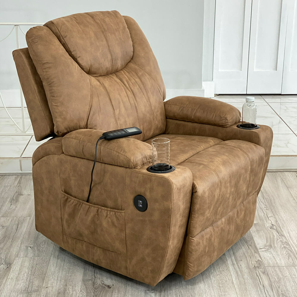 Lifesmart Power Lift Chair with Heat and Massage in Brown - Walmart.com
