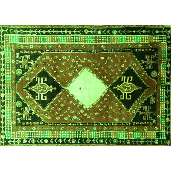 Ahgly Company Indoor Rectangle Persian Green Traditional Area Rugs, 2' x 5'