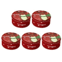 Qumonin 5pcs Christmas Cookie Tins - Metal Gift Box for Holiday Party