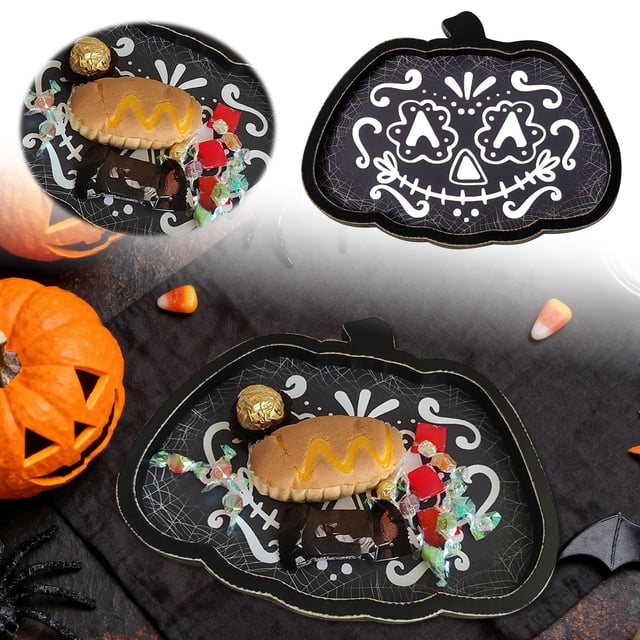 Halloween Tray Pumpkin Wooden Serving For Tabletop Party Decorations Fall Thanksgiving Home Desk Dining Centerpiece Tray Decoration