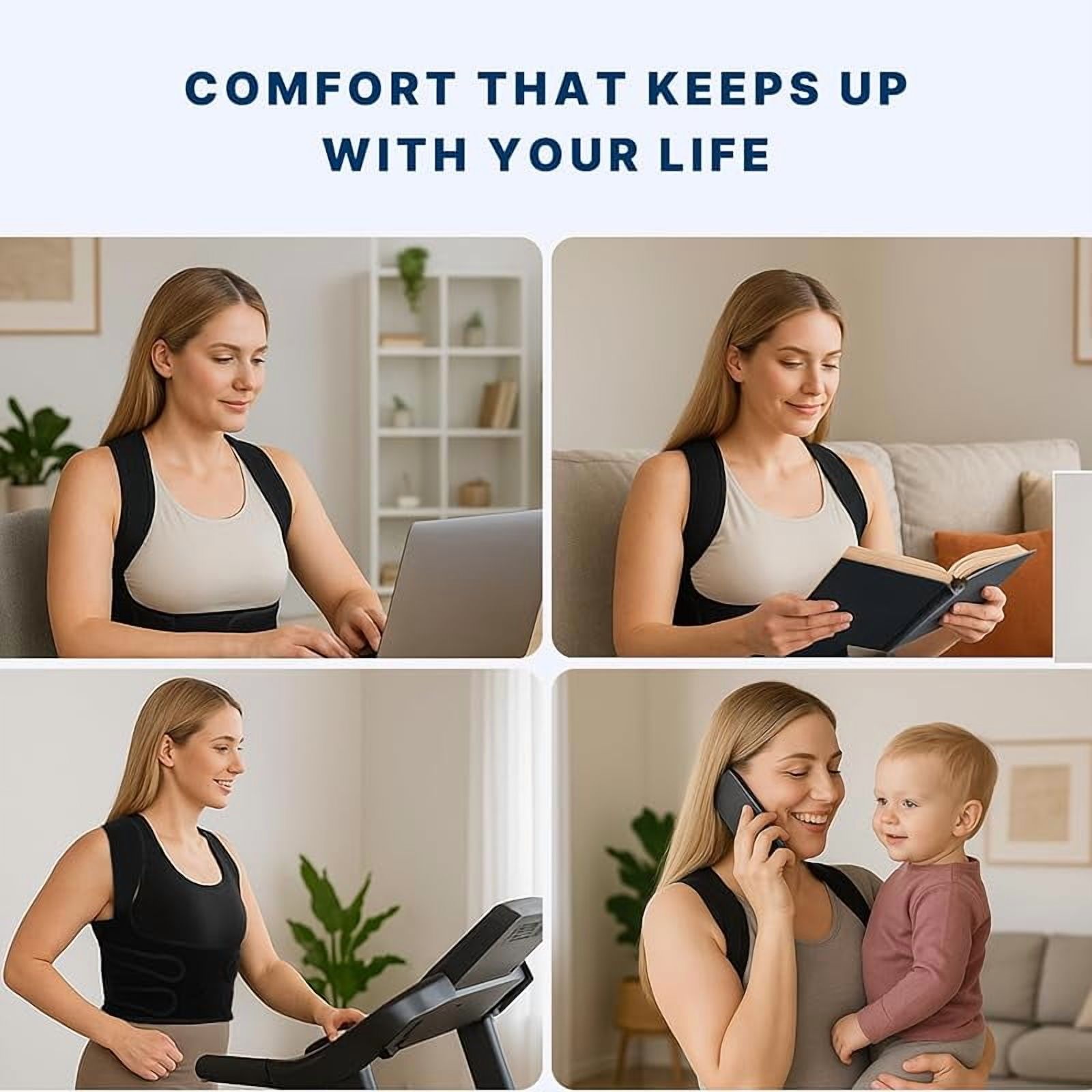 Back Support Posture Corrector, Suitable for Men and Women, Shoulder Corrector, Adjustable Full Back Support, Relieves Upper and Lower Back Pain - Scoliosis, Hunchback, Hunchback, Thoracic, Spinal