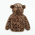 thumbnail image 4 of Otqutp Boys and Girls Fall and Winter 1-7 Years Leopard Print Bear Sweater Coat Fleece Jacket Full Zip Fuzzy Coat Long Sleeve Outwear (Coffee,18-24 Months), 4 of 9