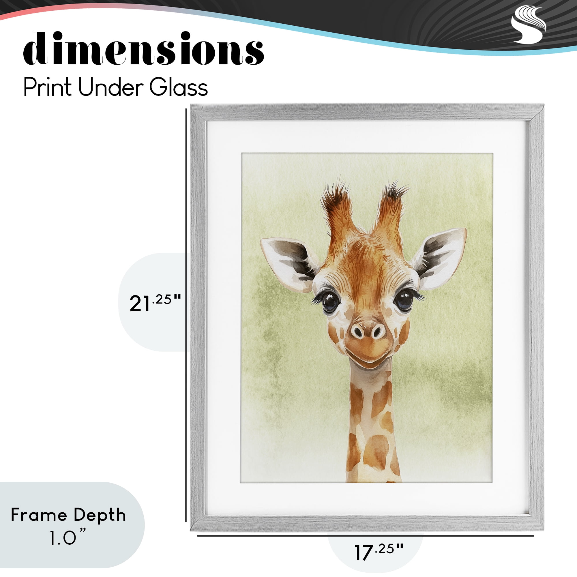 Stupell Industries Jungle Friends Baby Giraffe Gray Framed Print Under Glass, design by Christine Simpson Art