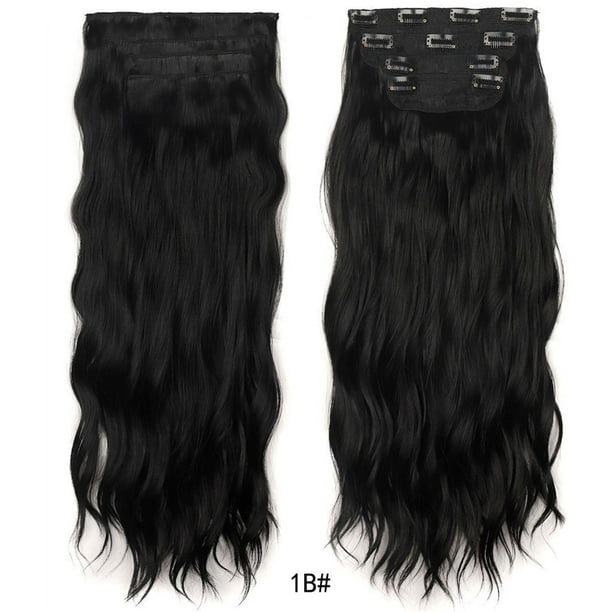Xihbxyly Extensiones de Cabello Largo y Rizado para Mujer, con Ondas de Agua, de Fibra Química, En Cuatro Piezas.