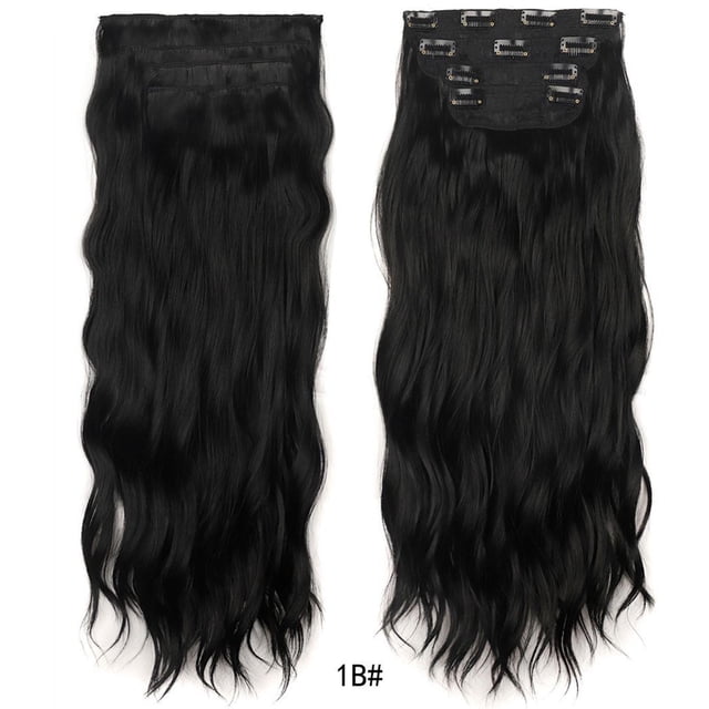 DPTALR Women's Long Curly Hair Fake Water Ripple Curly Hair Four-piece Set Of Chemical Fiber Hair Extensions