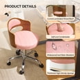 thumbnail image 3 of Ktaxon Office Computer Desk Chair with Rolling Wheels, Vanity Stool with Faux Leather Seat, Adjustable Task Chair for Study Make-up Dressing Pink, 3 of 9