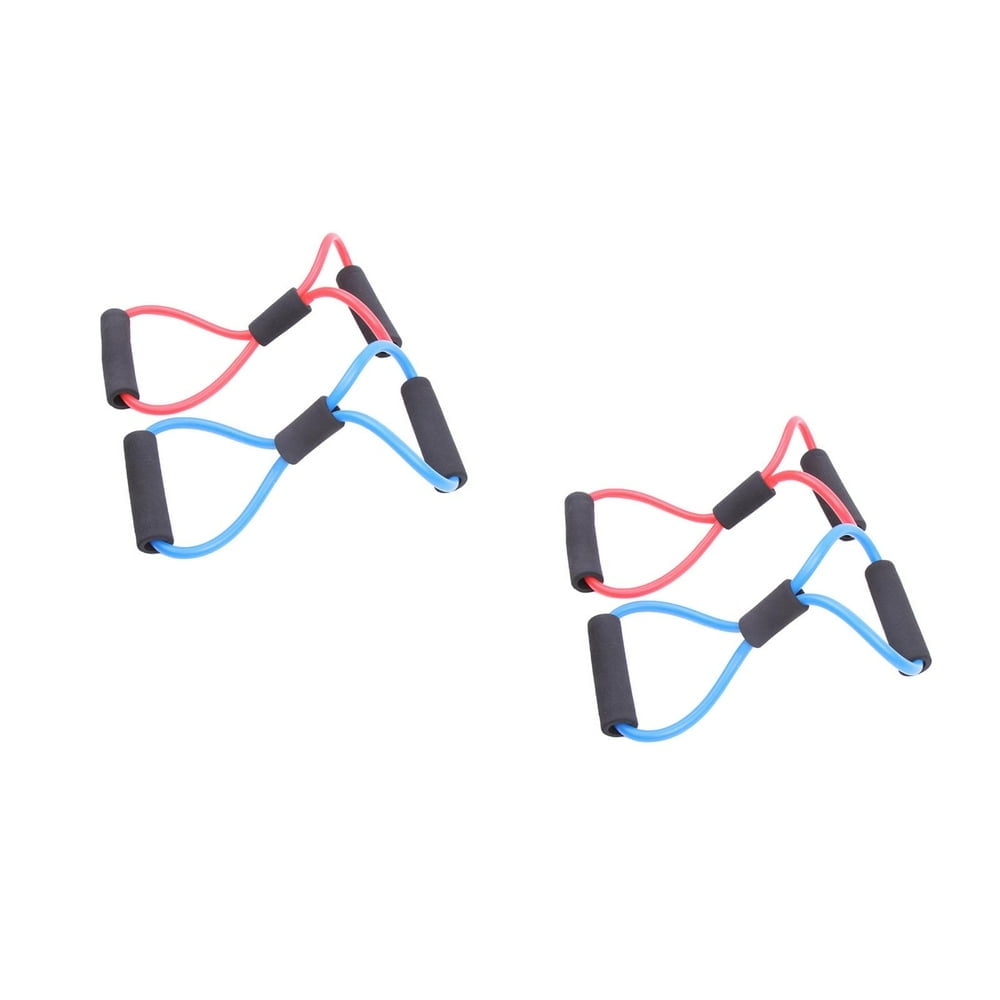 LEEYNEER 4 PCS Gym 8 Word Chest Developer Rubber Latex Resistance Bands Pulling Rope Exercise Stretch Fitness Yoga Tube