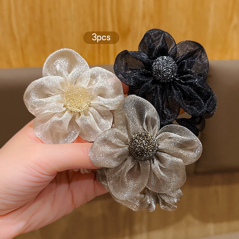 3 flower hair rings Korean version sweet wind rubber band hair accessory suitable for daily use headwear