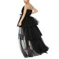 thumbnail image 4 of Women Sexy Solid Color Tiered Tube Tutu Long High Low Puffy Dress Prom Evening Fairy Gowns Off Shoulder Mesh Tulle Dress, 4 of 10