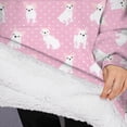 thumbnail image 3 of Oversized Wearable Blanket Hoodie,Pink Cute French Bulldogs Sherpa Blanket Hoodie with Super Pockets,Super Warm Fuzzy Pullover for Women & Men, 3 of 6