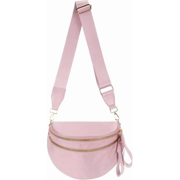 Pure Colour Crossbody Bag Bum Bag for Women,Spacious Purse Fanny Packs Belt Bag,Oversized Bum Bag-Colour Bum Bag-Pink