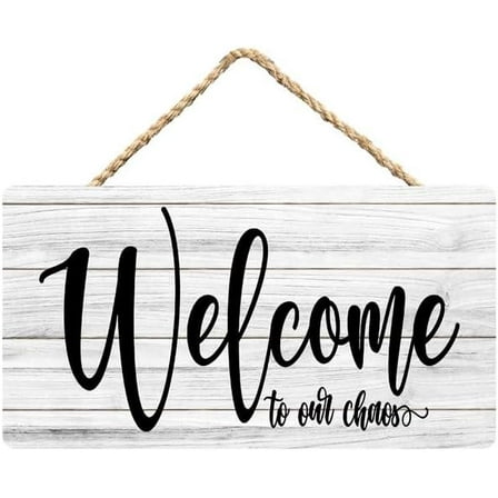 Rustic Wooden Sign Decor - Welcome To Our Chaos - Wood Plaque Home & Office Inspirational Gifts Hanging Wall Signs 6x12 IN