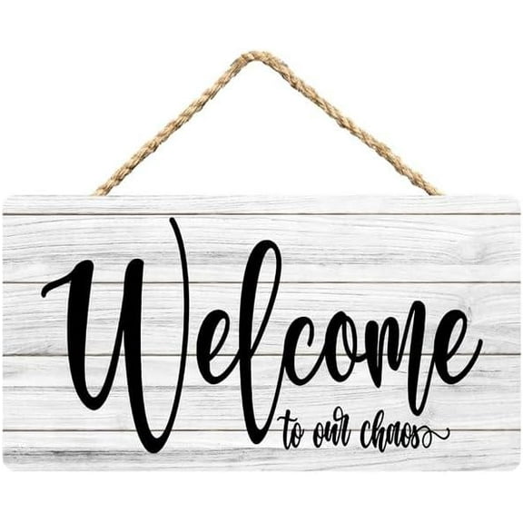 Rustic Wooden Sign Decor - Welcome To Our Chaos - Wood Plaque Home & Office Inspirational Gifts Hanging Wall Signs 6x12 IN
