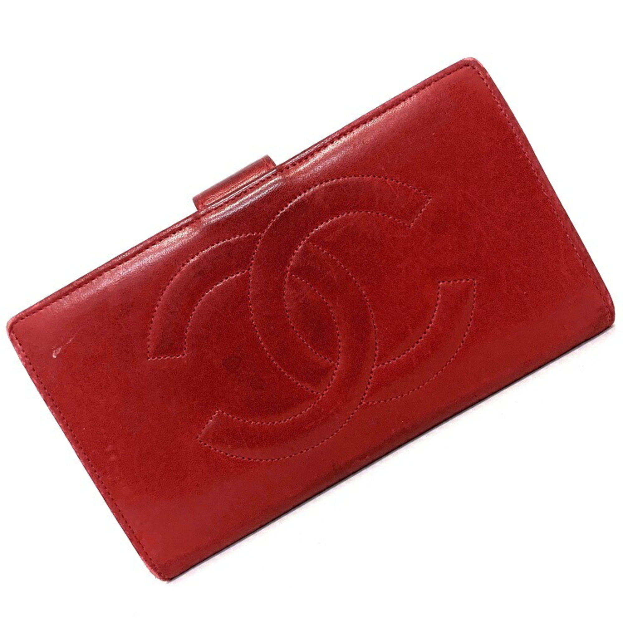 Intuition kradse Tordenvejr Authenticated Used Chanel Gamaguchi Long Wallet Coco Mark A01429 Folded  Lambskin 3rd CHANEL Red Ladies Men's Coin Purse coco - Walmart.com