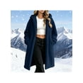thumbnail image 2 of Zynoxe Women's Hooded Jackets With Side Pockets Casual Solid Color Long Sleeve Fuzzy Fleece Coat Relaxed Mid-Length Open Front Cardigan Jackets Warm Plush Outerwear Jackets for Women 2XL, 2 of 9