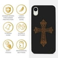 thumbnail image 4 of Wood phone case for iPhone XR compatible protective cell phone cover shockproof slim fit laser engraved Cross 7 design Black wood case for Men & Women by CaseYard, 4 of 7