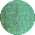 thumbnail image 1 of Ahgly Company Machine Washable Indoor Round Oriental Turquoise Blue Traditional Area Rugs, 3' Round, 1 of 4