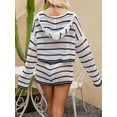 thumbnail image 6 of Cenuakty Women's 2 Piece Outfits Long Sleeve V Neck Hooded Tops Striped Shorts Sets Streetwear, 6 of 9