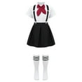 thumbnail image 3 of DPOIS Kids Japanese School Girls Uniform Dress Shirts Suspender Skirt Set with Socks, 3 of 4