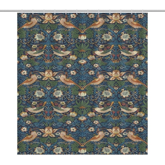 Victorian William Morris Original Design Vintage Shower Curtain Furniture Bathroom Fabric Decorations Washable Shower Curtain with Hooks
