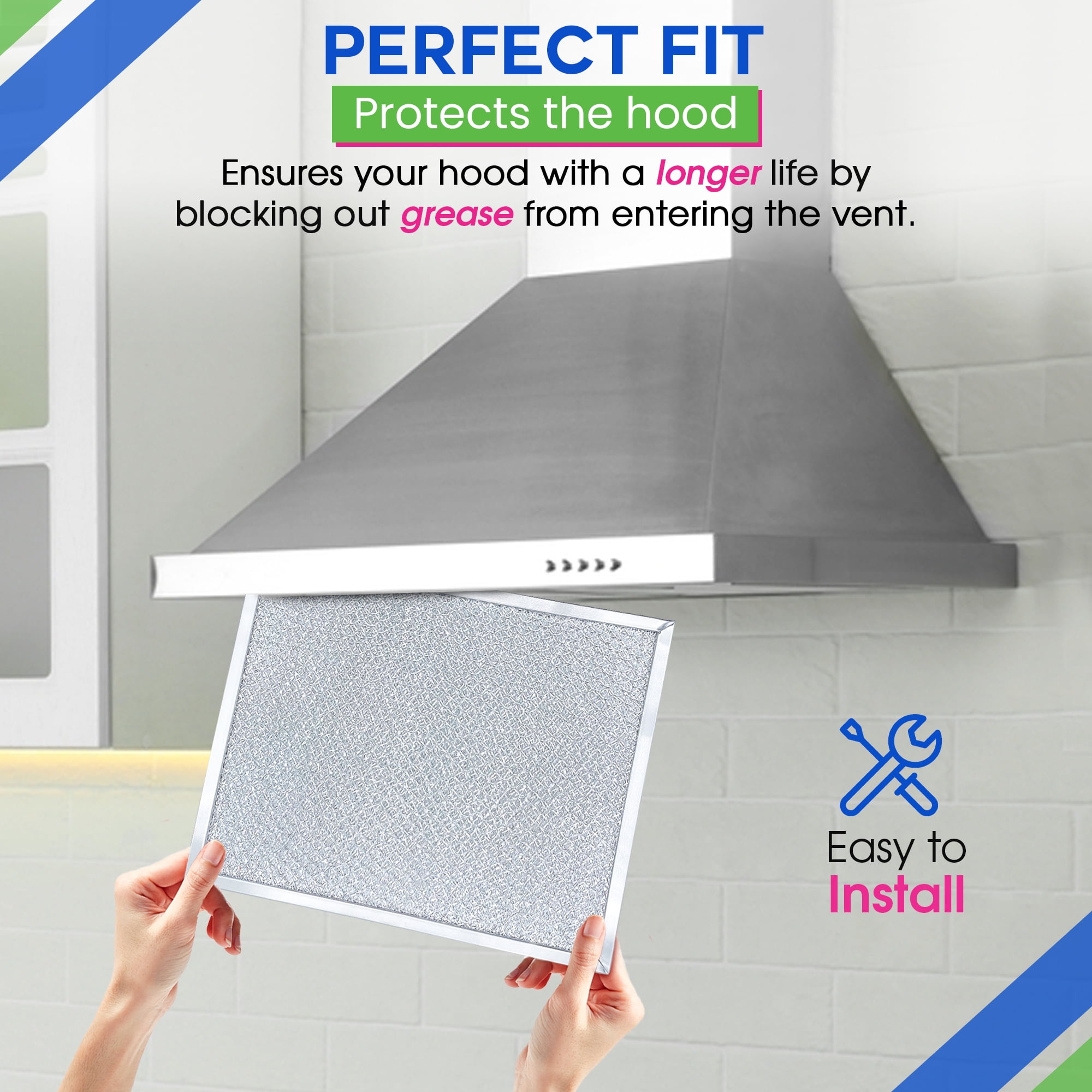 Range Hood Filter Replacement for 9.87" x 11.62" 97007894 Broan Range Hood Filter and Nutone Kitchen Exhaust Fan Filter - Hood Vent Filter for Range Hood Filters Grease From Stove Overhead (2 Pack)
